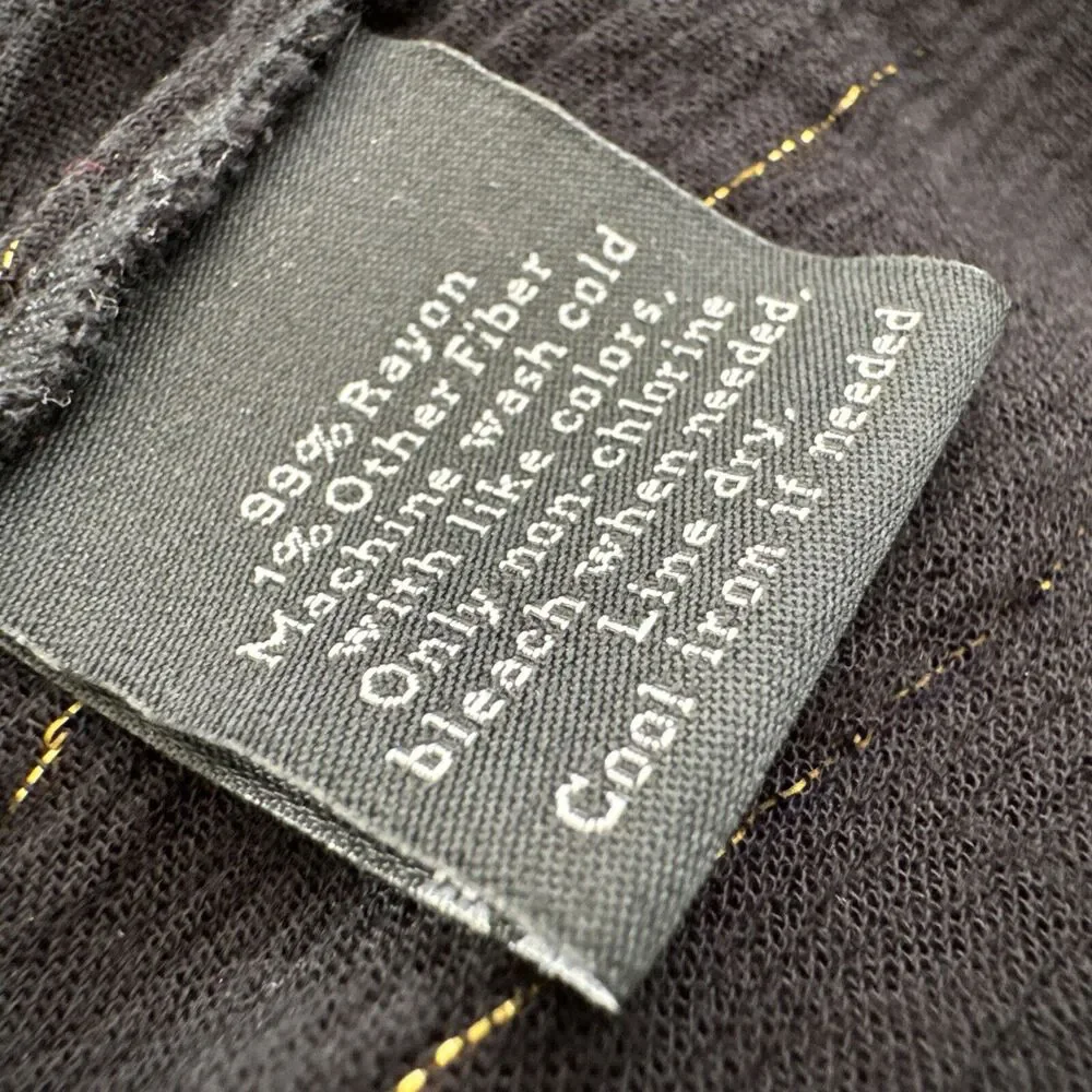 Metallic Striped Top  Night Blouse Black Gold Long Sleeve V-neck Women’s Size L - Picture 14 of 14